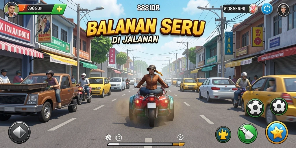 Tampilan aksi balapan seru di 888IDR dengan mobil kencang.