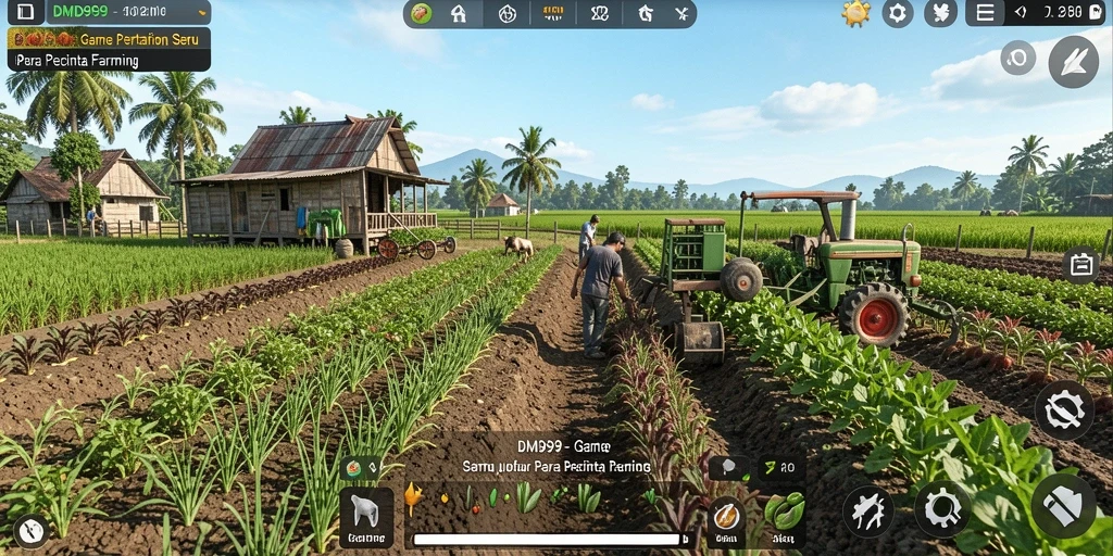Tampilan gameplay DMD999 yang seru dalam bertani dan berkebun.