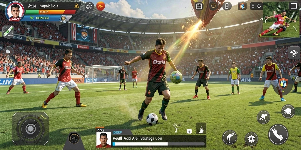 Tampilan seru gameplay IDRRP dalam pertandingan sepak bola.