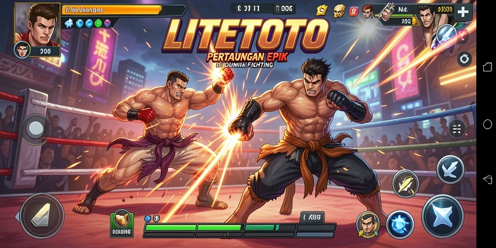 Screenshot gameplay LITETOTO menampilkan aksi pertarungan yang intens.