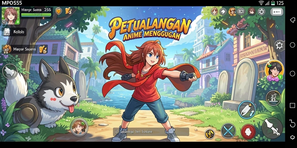 Screenshot utama MPO555 menampilkan aksi karakter anime yang mendebarkan.