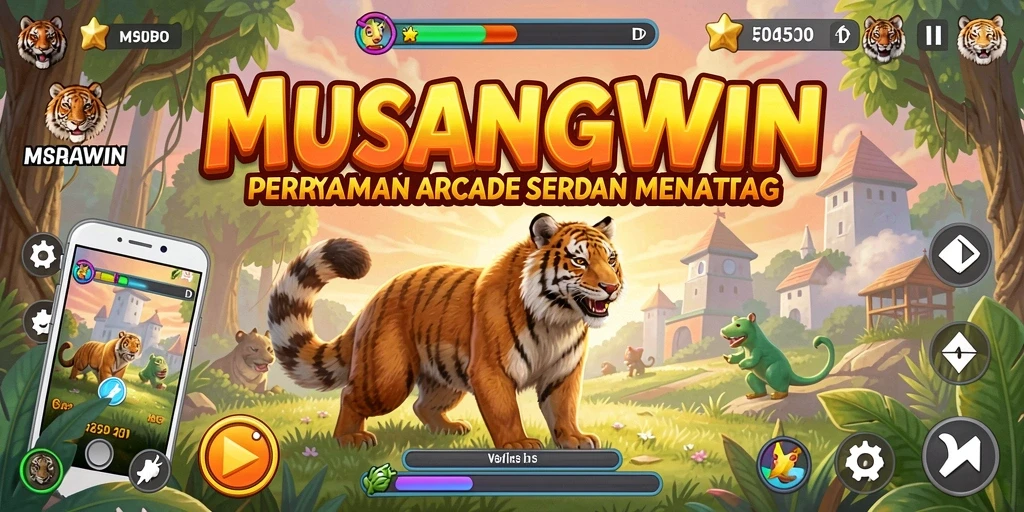 Screenshot gameplay <strong>MUSANGWIN</strong> menampilkan aksi seru dan karakter unik.