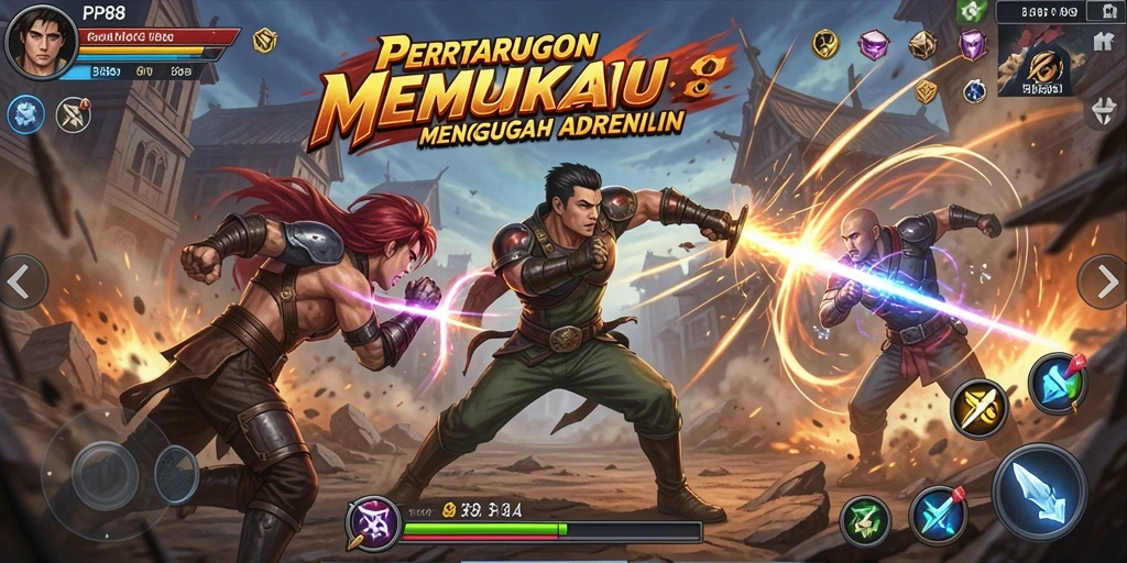Tangkapan layar utama PP88 menampilkan aksi pertarungan yang mendebarkan.