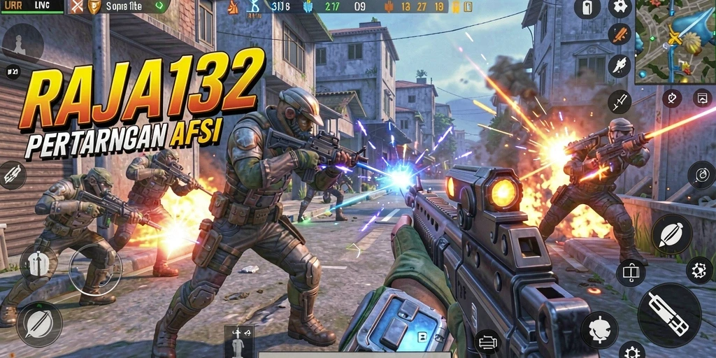 Tampilan mendebarkan dari gameplay RAJA132 dengan aksi tembak menembak.