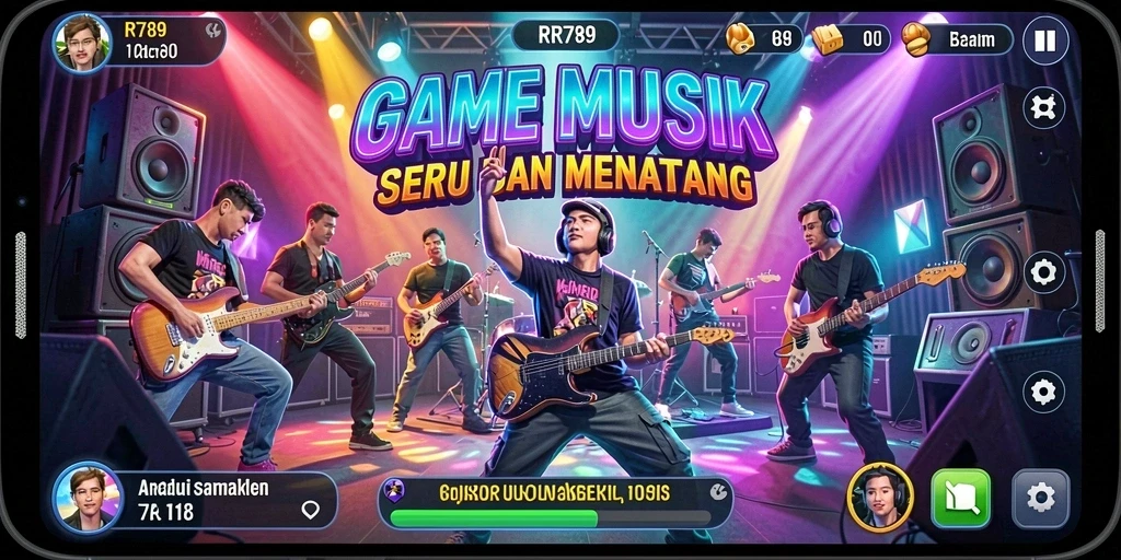 Tampilan gameplay RR789 yang penuh warna dan dinamis.