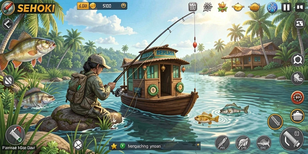 Gameplay SEHOKI yang menampilkan pengalaman memancing luar biasa.