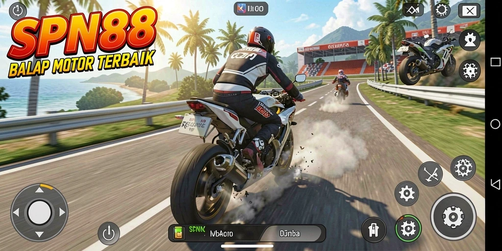 Gameplay balap motor yang seru dan mendebarkan.