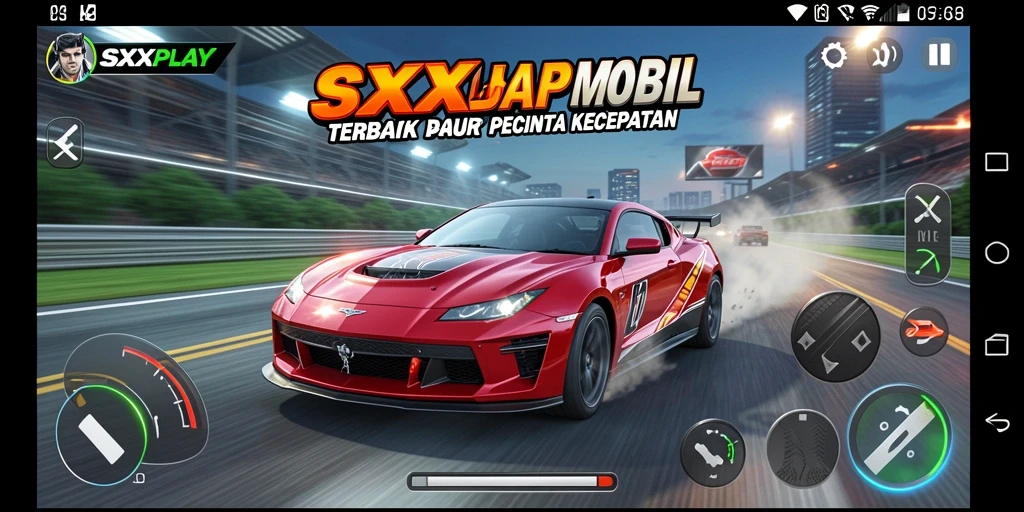 Tampilan gameplay balap mobil yang mendebarkan dan penuh aksi.