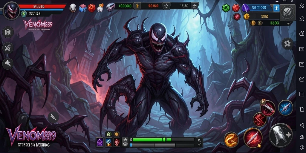 Tangkapan layar VENOM889 menunjukkan aksi pertempuran strategi yang mendebarkan.